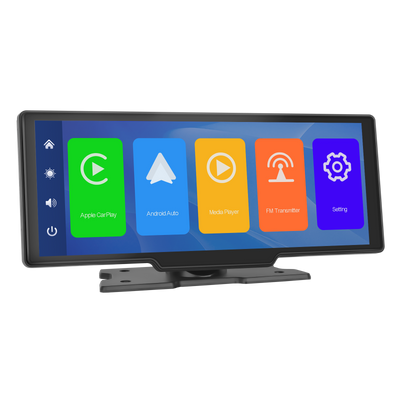 Wireless Apple Carplay Portable Car Stereo Android Auto 10.26 inch HD Touchscreen Portable CarPlay Screen with Siri Bluetooth Rear Camera Voice Control 32G TF Card 9V-36V