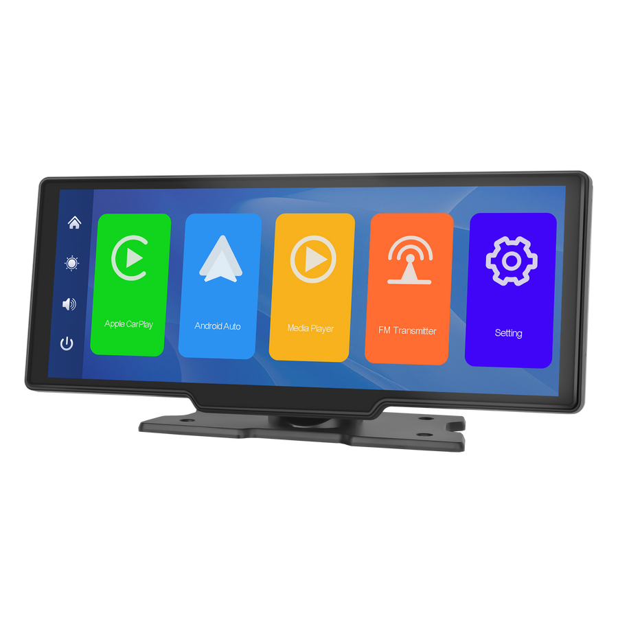 Wireless Apple Carplay Portable Car Stereo Android Auto 10.26 inch HD Touchscreen Portable CarPlay Screen with Siri Bluetooth Rear Camera Voice Control 32G TF Card 9V-36V