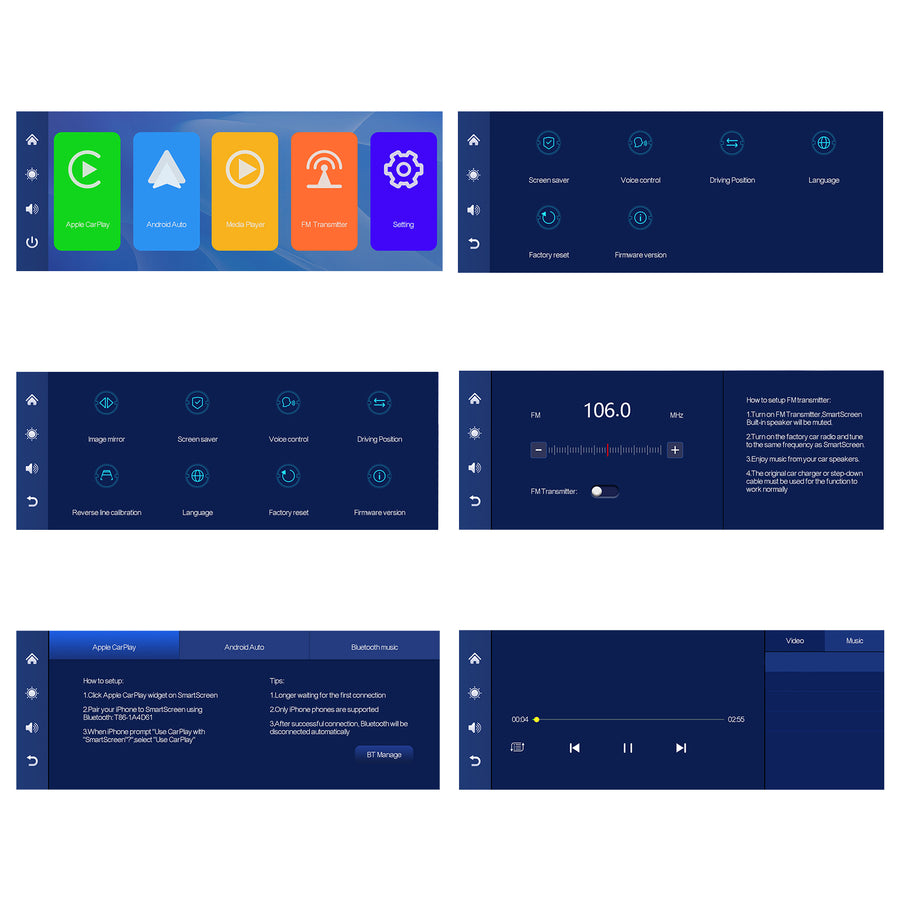 Wireless Apple Carplay Portable Car Stereo Android Auto 10.26 inch HD Touchscreen Portable CarPlay Screen with Siri Bluetooth Rear Camera Voice Control 32G TF Card 9V-36V