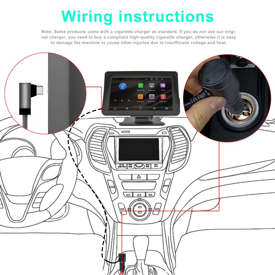 7 Inch Portable Wireless Apple Carplay Car Stereo, Car Radio in Dash Navigation Smart Player with/Bluetooth Mirror Link/Airplay/FM Transmitter/Voice Control/TF Card, for All Vehicles
