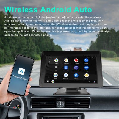 7 Inch Portable Wireless Apple Carplay Car Stereo, Car Radio in Dash Navigation Smart Player with/Bluetooth Mirror Link/Airplay/FM Transmitter/Voice Control/TF Card, for All Vehicles