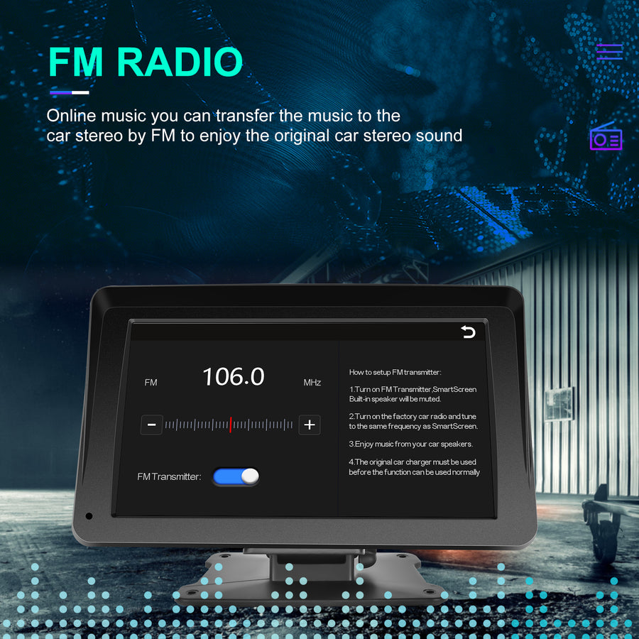 7 Inch Portable Wireless Apple Carplay Car Stereo, Car Radio in Dash Navigation Smart Player with/Bluetooth Mirror Link/Airplay/FM Transmitter/Voice Control/TF Card, for All Vehicles