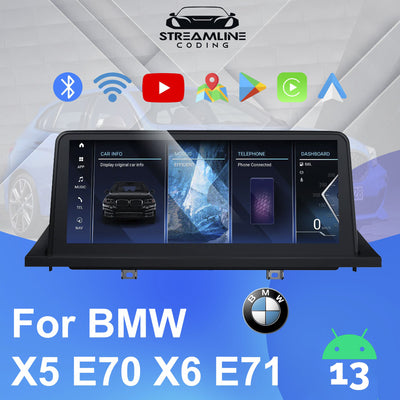 10.25" Android 13 8G+128G Qualcomm Octa-core MultiMedia For BMW X5 E70 X6 E71 2007-2014 Car Radio Bluetooth Smart Navigation Video Player