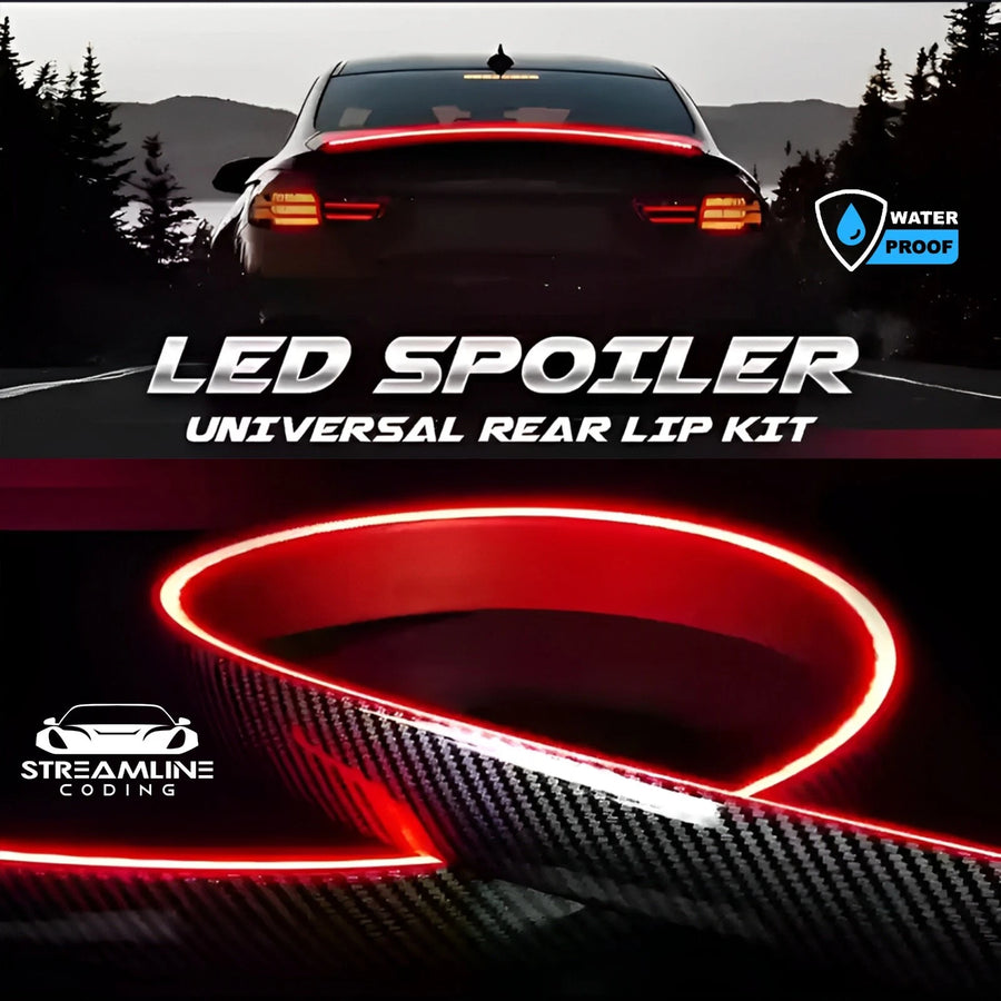 Black Universal LED Spoiler Rear Lip Kit for Car Trunk Brake Light Trunk Wing