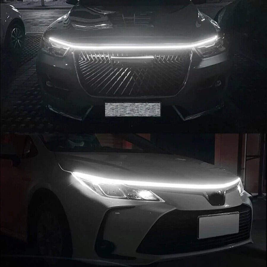 Car Flexible LED Daytime Running Light Strip Dynamic LED Hood Light Waterproof