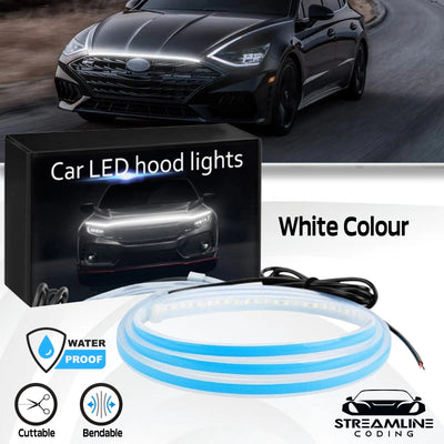 Car Flexible LED Daytime Running Light Strip Dynamic LED Hood Light Waterproof