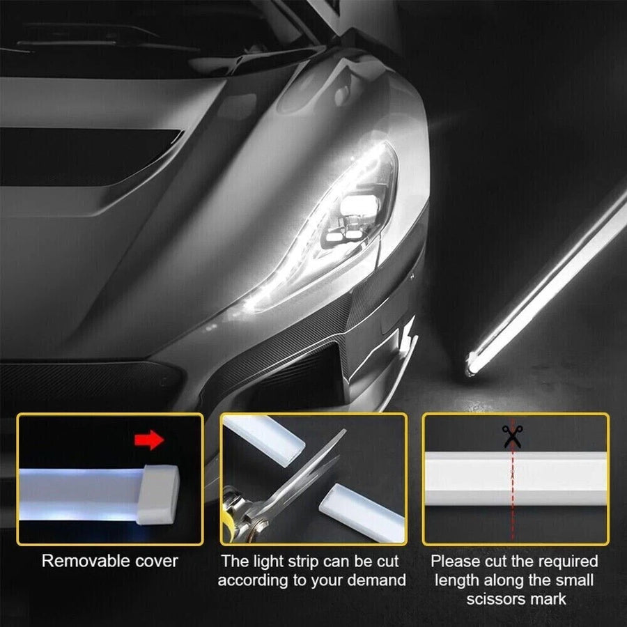 Car Flexible LED Daytime Running Light Strip Dynamic LED Hood Light Waterproof