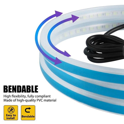 Car Flexible LED Daytime Running Light Strip Dynamic LED Hood Light Waterproof