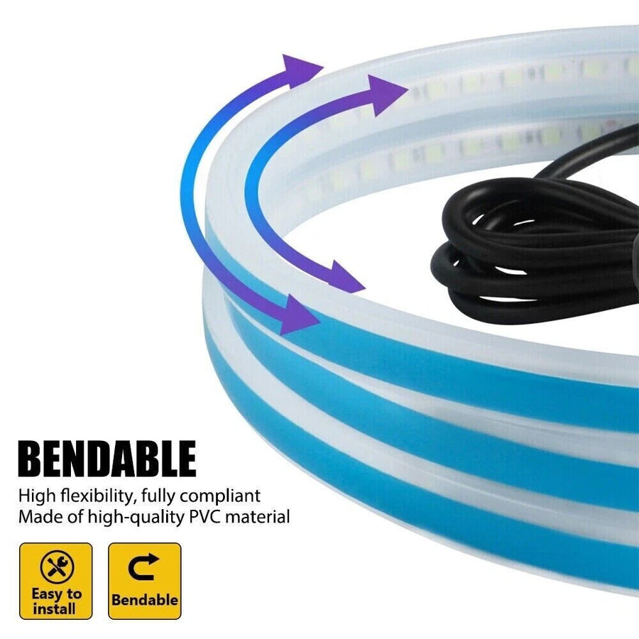 Car Flexible LED Daytime Running Light Strip Dynamic LED Hood Light Waterproof