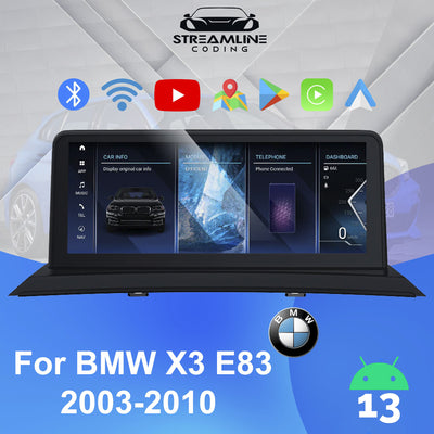 10.25" Android 13 8G+128G Qualcomm Octa-core IPS Car Interface Smart NavigationCore Radio Multimedia DVD Car For BMW X3 E83 2003-2010 GPS