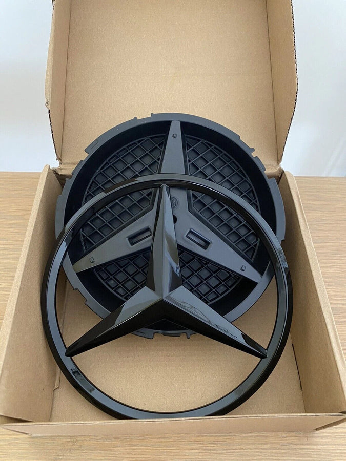 MERCEDES Gloss Black FRONT GRILL STAR BADGE for A,C,B,GLA,GLK,CLA,CLS,ML,E,SLK