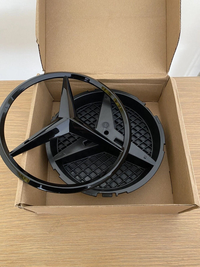 MERCEDES Gloss Black FRONT GRILL STAR BADGE for A,C,B,GLA,GLK,CLA,CLS,ML,E,SLK