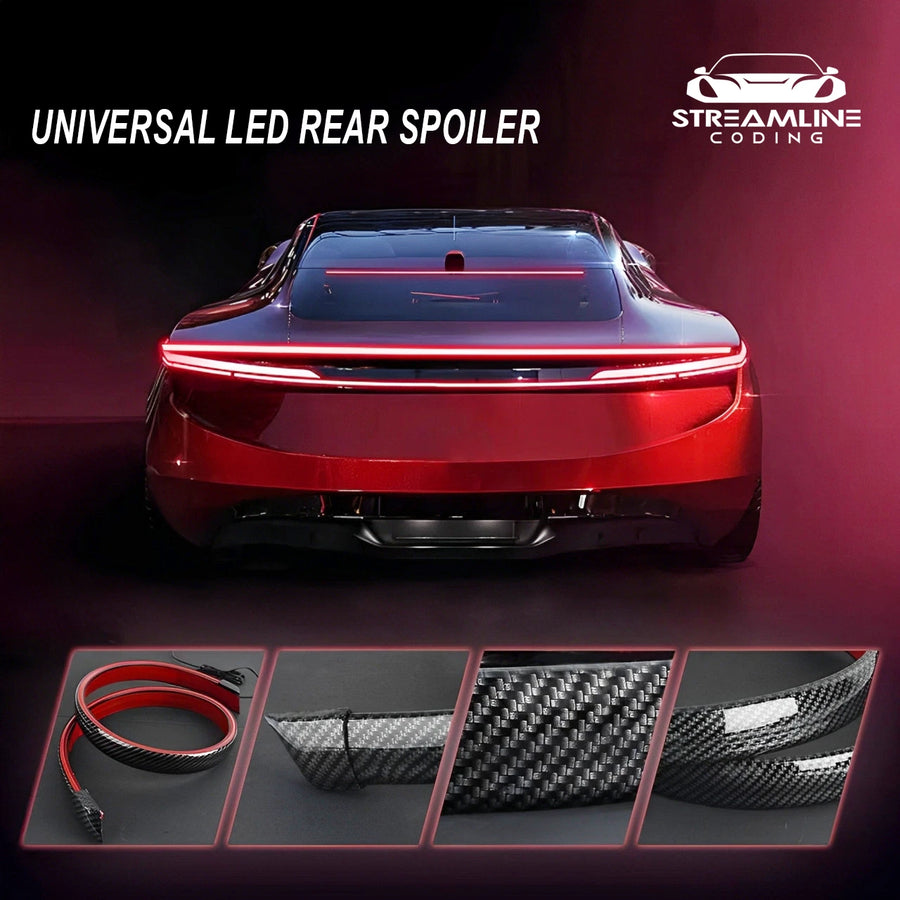 Universal LED Lip Rear Spoiler Kit for Trunk Car Brake Light Trunk Roof Wing US