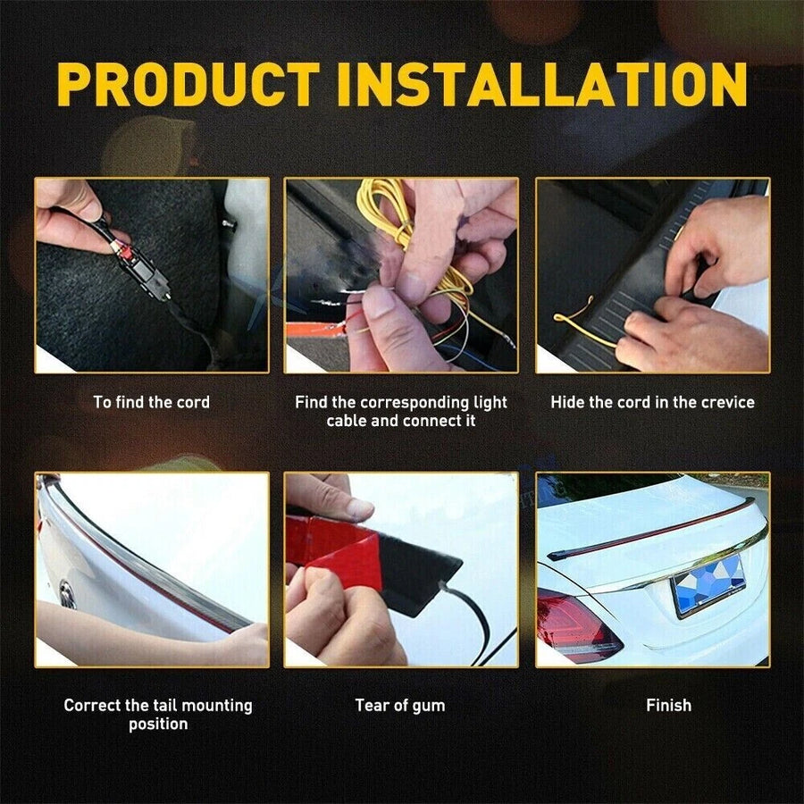 Universal LED Lip Rear Spoiler Kit for Trunk Car Brake Light Trunk Roof Wing US