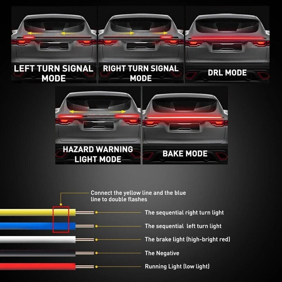 Universal LED Lip Rear Spoiler Kit for Trunk Car Brake Light Trunk Roof Wing US