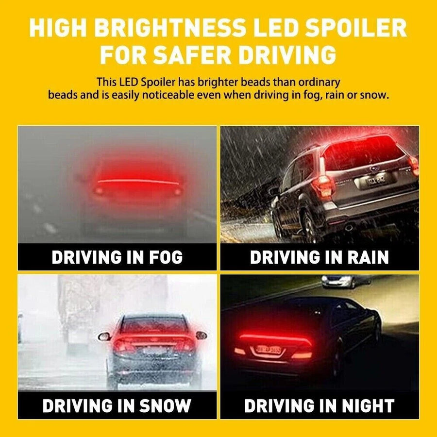 Universal LED Lip Rear Spoiler Kit for Trunk Car Brake Light Trunk Roof Wing US