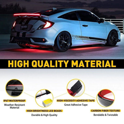 Universal LED Lip Rear Spoiler Kit for Trunk Car Brake Light Trunk Roof Wing US