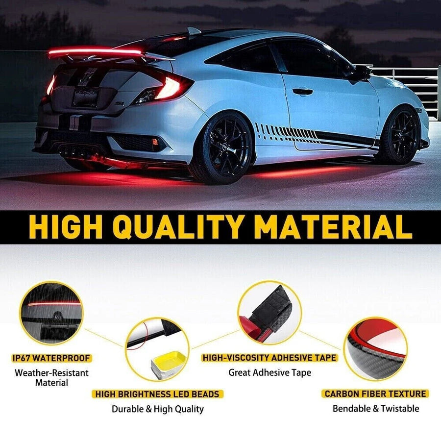 Universal LED Lip Rear Spoiler Kit for Trunk Car Brake Light Trunk Roof Wing US