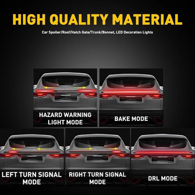 Universal LED Lip Rear Spoiler Kit for Trunk Car Brake Light Trunk Roof Wing US