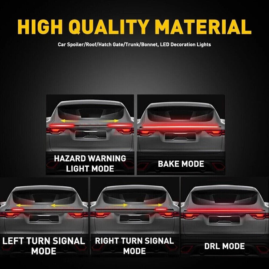 Universal LED Lip Rear Spoiler Kit for Trunk Car Brake Light Trunk Roof Wing US