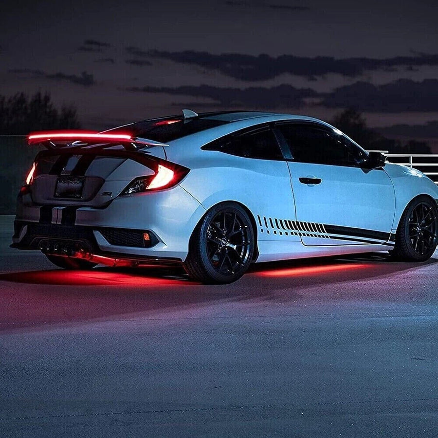 Universal LED Lip Rear Spoiler Kit for Trunk Car Brake Light Trunk Roof Wing US