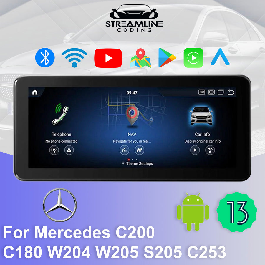 Mercedes Benz Wireless Carplay Android Auto Android 13 Car Navigation For Mercedes C200 C180 W204 W205 S205 C253 WIFI Google Touch Screen Multimedia Stereo