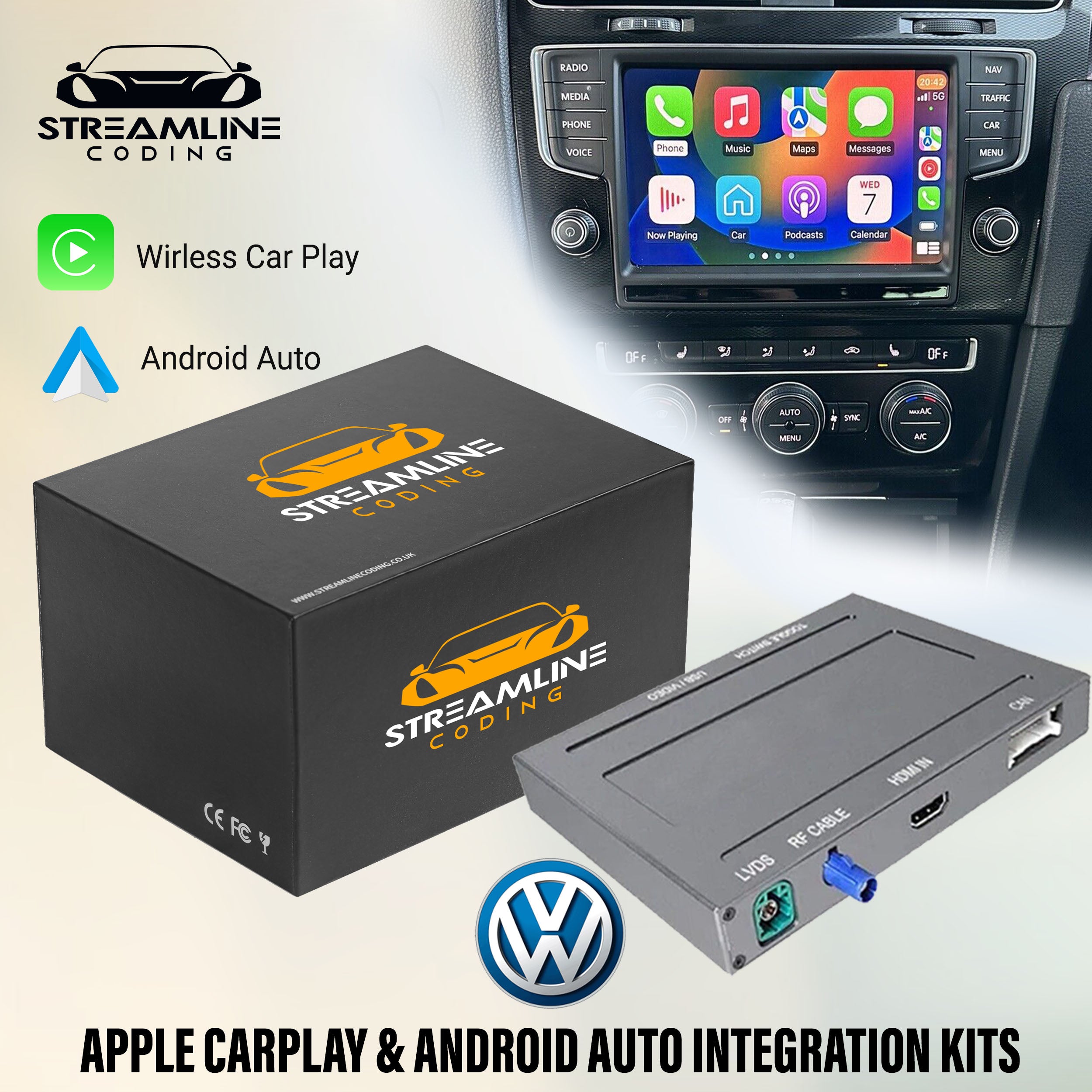 Car Play Integration Module VW Golf Wireless Apple CarPlay Android Auto Integration Kit for Volksw ...