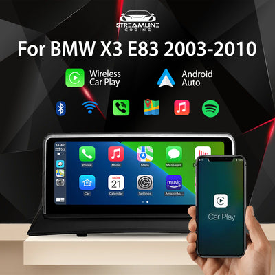 10.25" Wireles CarPlay Android Auto For BMW X3 E83 2003-2010 Without Original Car System Multimedia Head Rear Camera Touch Screen
