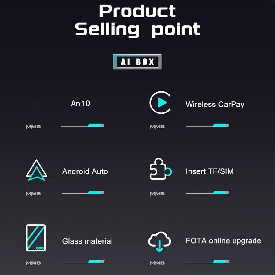 MultiMedia Box MMB MAX Andriod 10 Wireless CarPlay Adapter With SIM TF Card Port